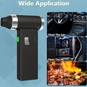 Resim Taşınabilir Turbo Fan - Elde Taşınabilen Hava Tozu ve Kar Temizleyici, Barbekü Kömür Başlatıcısı, Klavye, Elektronik, Araba İçi ve Dış Mekan Kullanımı için Kompakt ve Şarj Edilebilir 
