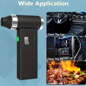 Resim Taşınabilir Turbo Fan - Elde Taşınabilen Hava Tozu ve Kar Temizleyici, Barbekü Kömür Başlatıcısı, Klavye, Elektronik, Araba İçi ve Dış Mekan Kullanımı için Kompakt ve Şarj Edilebilir 