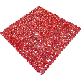 Resim Mutfak Tezgah Arası, Havuz, Banyo, Sauna, Spa, Iç ve Dış Dekorasyonda Tüm Yüzeyler Için, Damla Püskürtme Kırmızı , 31.5X31.5CM. Fileli Cam Mozaik. (10 File Karo = 1 M2 Fiyatıdır ) 