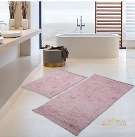 Resim Nova Pembe 2'li Kaymaz Tabanlı Banyo Paspası Seti Klozet Takımı Pembe 