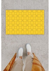 Resim Dijital Baskı Dekoratif Motif Sarı Kapı Önü Paspası K-1277 