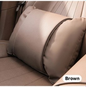 Resim Xuweiwei Lüks Nappa Araç Baş Ve Bel Yastığı Yumuşak Nefes Alabilir Brown-1 