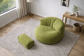 Resim Mila Modell Yağ Yeşili Puff & Armut Koltuk Relax Koltuk & Ayak Puflu 