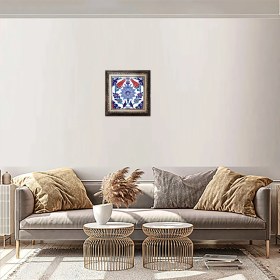 Resim Armada Çini 20X20 Cm Ac 4 İznik Lale Desen Kütahya Çini Pano Seramik 