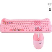 Resim Geezer Kitty Plus Kablosuz Klavye Mouse Seti Pembe Smk-672 