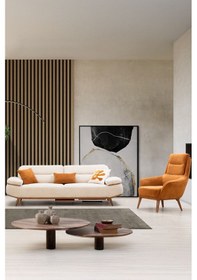 Resim Foxy Koltuk Takımı 3+1 Sehpa Ve Ayak Uzatma Modüllü Krem 