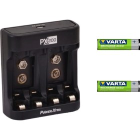 Resim Power-Xtra PX200 Pil Şarj Cihazı + Varta 1000 Mah Şarjlı Ince Kalem Pil 2’li 