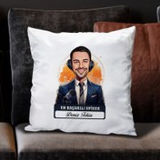 Resim Karikatürlü En İyi Erkek Spiker Yastık 