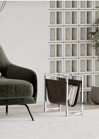 Resim LARADESİGN Koltuk Yanı Dergilik Gazetelik Kitaplık Krom Plaklık 