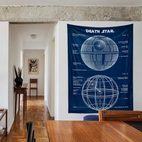 Resim Death Star Navy Blue Duvar Örtüsü - 100 cm x 135 cm 
