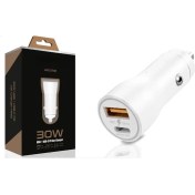 Resim 30W USB ve Usb-C Pd Araba Şarj Cihazı Hızlı Şarj, Iphone ve Android Uyumlu, Çift Çıkışlı ( Lisinya ) 