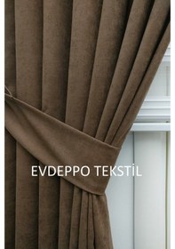 Resim Taç Soft Kahve Fon Perde Kahverengi 