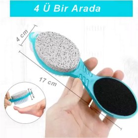 Resim BarkoFix Renkli 4 İn 1 Topuk Rendesi Taşı Fırçası Temizleyici Ponza Taşı Ayak Törpüsü 