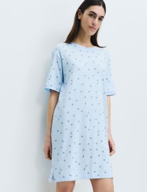 Resim Cool Comfort Pamuk Modal Gecelik - Mavi Mix / XS 