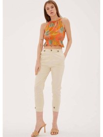 Resim Fashion Friends Fashıon Frıends Kadın Paçası Düğme Detaylı Pantolon 23y-pnt0312k1 Çok Renkli 