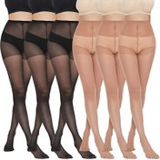 Resim 6 Paket Büyük Beden Kadınlar İçin Zarif Şeffaf Pantyhose - Yüksek Bel Yarı Şeffaf Tayt, Poliamid ve Spandex Karışımı, Elde Yıkanabilir, Örme Kumaş Düz Renkli Kontrol Üstü Çorap 