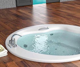 Resim Çift Kişilik Yuvarlak Küvet | Jakuzi | 180x180cm | Sanacryl - 180x180 / Kırmızı / 2 Kişilik 