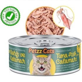 Resim Petzzcats Ton Balığı &amp Kalamar Konserve Kedi Maması 1 Adet 70 Gr 