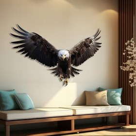 Resim Kara Kartal Renkli Metal Tablo (90 x 60 cm) 
