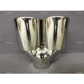 Resim Yuvarlak Eğik Ağız 80mm Çift Çıkış Egzoz Ucu. Paslanmaz Krom N11.216 
