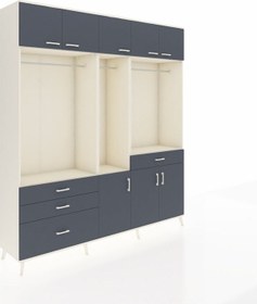 Resim Hyperion Dolap 8 Raflı 4 Çekmeceli 3 Askılı 220x44x243 Aytaşı-antrasit/antrasit Çok Renkli 