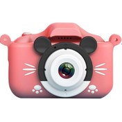 Resim Mufunye Mickey Mouse Desenli Çocuklar İçin Yeni Nesil X6s Hd İki Yönlü Kameralı Dijital Fotoğraf Makinesi Oyuncak - Pembe Silikon Kılıf Seti 