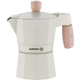 Resim Korkmaz Etna 3 Fincan Beyaz Moka Pot 150 ml A5571 