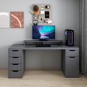 Resim Alen 180 cm 5 Çekmeceli Dolaplı Çalışma & Oyuncu Masası - Antrasit 