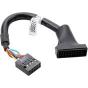 Resim USB 3.0 20 pin erkek to 9 pin usb 2.0 dişi çevirici kablo 