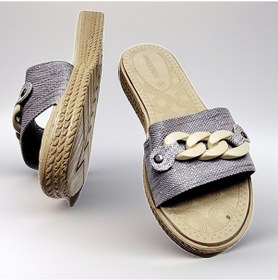 Resim Günlük Hasır Görünümlü Zincir Detaylı Ev Ve Dışarı Terliği 001 