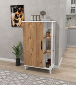 Resim 97x65x32 CM 6 Raflı Kapaklı Çam-Beyaz Çok Amaçlı Dolap Enda Home