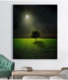 Resim StellaStore Gece Gökyüzü Dolunay Ve Ağaç Kanvas Tablo, 70 x 100 
