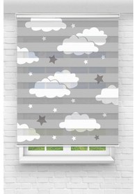 Resim Perdecizade Enxboy Gri Bulutlu Dijital Baskılı Zebra Perde-cocuk Odası-stor Perde Renkli 