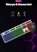 Resim Concord Gaming Rgb Işıklı Kablolu Q Klavye % Mouse Türkçe Oyuncu Set Beyaz 
