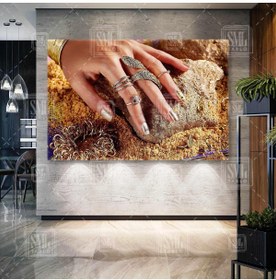 Resim SML TABLO Gold Yüzük Bilezik Ve Bileklik Altın Aksesuar Kuyumcu Dekorasyon Yatay Kanvas Tablo 