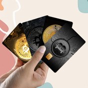 Resim 4 Adet Bitcoin Desenli Sticker - EBT, Ulaşım Kartları, Banka Kartları, Debit Kartları, Anahtarlar için Kredi Kartı Koruyucu Kapak, Kabarcık Olmayan, Yüksek Kalite, Küçük Çipli Kartlar İçin Uygun 