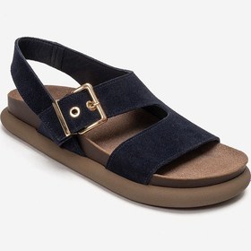 Resim Luvishoes Jalven Lacivert Süet Hakiki Deri Kadın Sandalet 