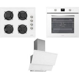 Resim Luno Trio F6502W01 - L335W01 - L D34 W02620 Beyaz Ankastre Set 