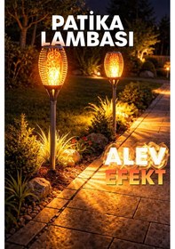 Resim 2 Adet Alev Efektli Bahçe Lambası Solar Güneş Enerjili Otomatik Fotoselli Bahçe Patika Lambası H12 Siyah 