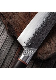Resim Alpargos El Dövmesi Abanoz Ağacı Saplı Japon Tarzı Şef Bıçağı Inox 