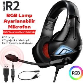 Resim Yaman Market Xmowi R2 Gaming Mikrofonlu Rgb Oyuncu Kulaklılığı Gurultu Engelleyici Kulaklik-( - KB002H-6J6KI 