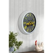 Resim Bahat Tedarik Salon Ofis Duvar Saati Beyaz Alüminyum Metal Çerçeve 40 cm 