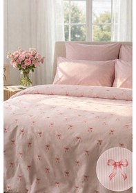 Resim %100 Pamuklu Fiyonk Desen Tek Kişilik Nevresim Seti - 91 