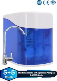 Resim S-Max 10 Aşama 12 Lt Metal Tanklı Süper Membran Teknolojili Mineralli Pompalı Su Arıtma Cihazı 