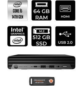 Resim HP Pro Mini 400 G9 i5 14500T 64GB 512GB SSD FDOS Mini Masaüstü Bilgisayar & PER4 USB Bellek 