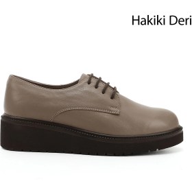 Resim Gönderi(r) Kadın Vizon Antik Bağcıklı Dolgu Taban Hakiki Deri Ayakkabı 