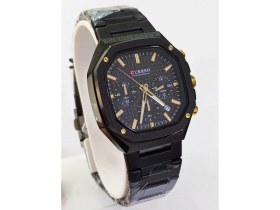 Resim Curren Çelik Kordonlu, Siyah Kaplama, Kronometreli, Takvimli, Su Geçirmez, 2 Yıl Garantili Erkek Kol Saati 