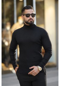 Resim Ribac Erkek Siyah Boğazlı Triko Kazak Siyah 