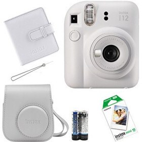 Resim Fujifilm Instax Mini 12 Beyaz Fotoğraf Makinesi-Askı-Pil-Çanta-10’lu Film-Albüm Seti 