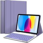 Resim NovStrap Apple İpad 10. Nesil 10.9 2022 Uyumlu Bluetooth Klavyeli Tablet Kılıfı Stand Kalem Bölmeli 